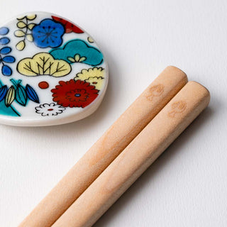 Kutani Seal | Flowers with Chopstick Holder